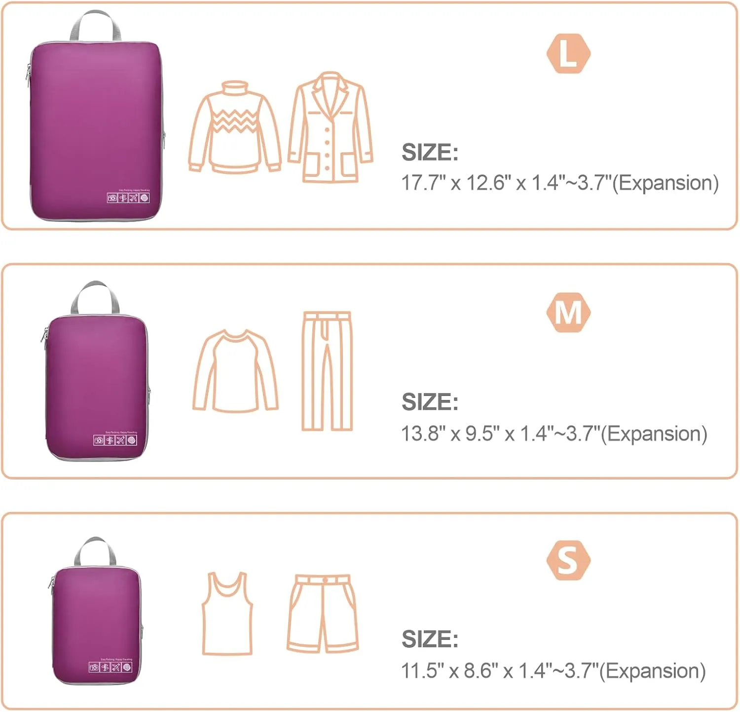 Cambond Compression Packing Cubes for Travel Women - Lightweight Luggage Organizers Bag Packing Cubes for Carry on Suitcases