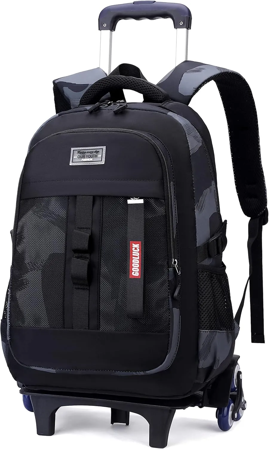 Camo Boys Rolling Backpacks for Kids School, Capacity Wheeled Bookbags Elementary School Bags Back Packs with 6 Wheels
