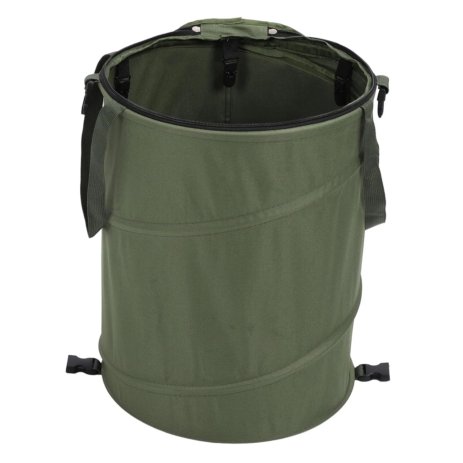 Camping Trash Can Large Capacity Portable Multifunctional 600D Oxford Cloth Up Utility Container with Lid (Green)