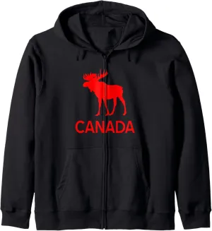 Canada Moose Hunting Canadian Travel Zip Hoodie