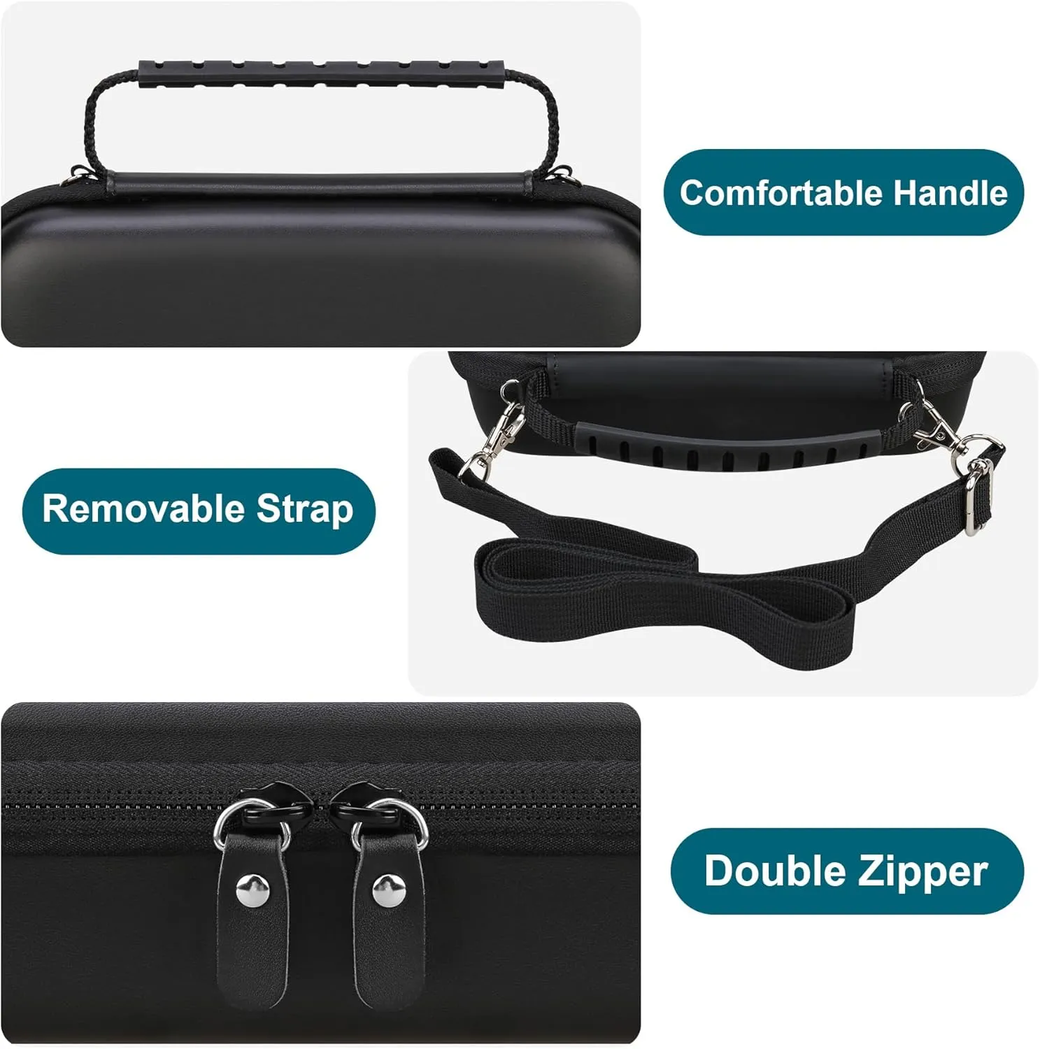 Canboc Carrying Case for Asthma Inhaler, Handheld Spacer for Adults, Mask, Inhaler Spacer Bag with Removable Shoulder Strap, Mesh Pocket fit Medicine or Other Essentials, Black (Case Only)