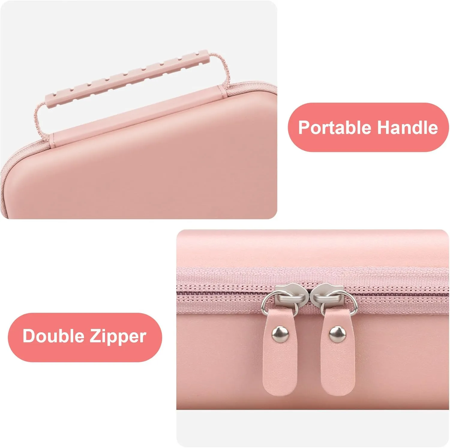 Canboc Travel Carrying Case for Asthma Inhaler, Handheld Spacer for Adults and Kids, Masks, Hard Inhaler Case with Mesh Pocket fit Medicine and Other Essentials, Rose Gold (CASE ONLY)