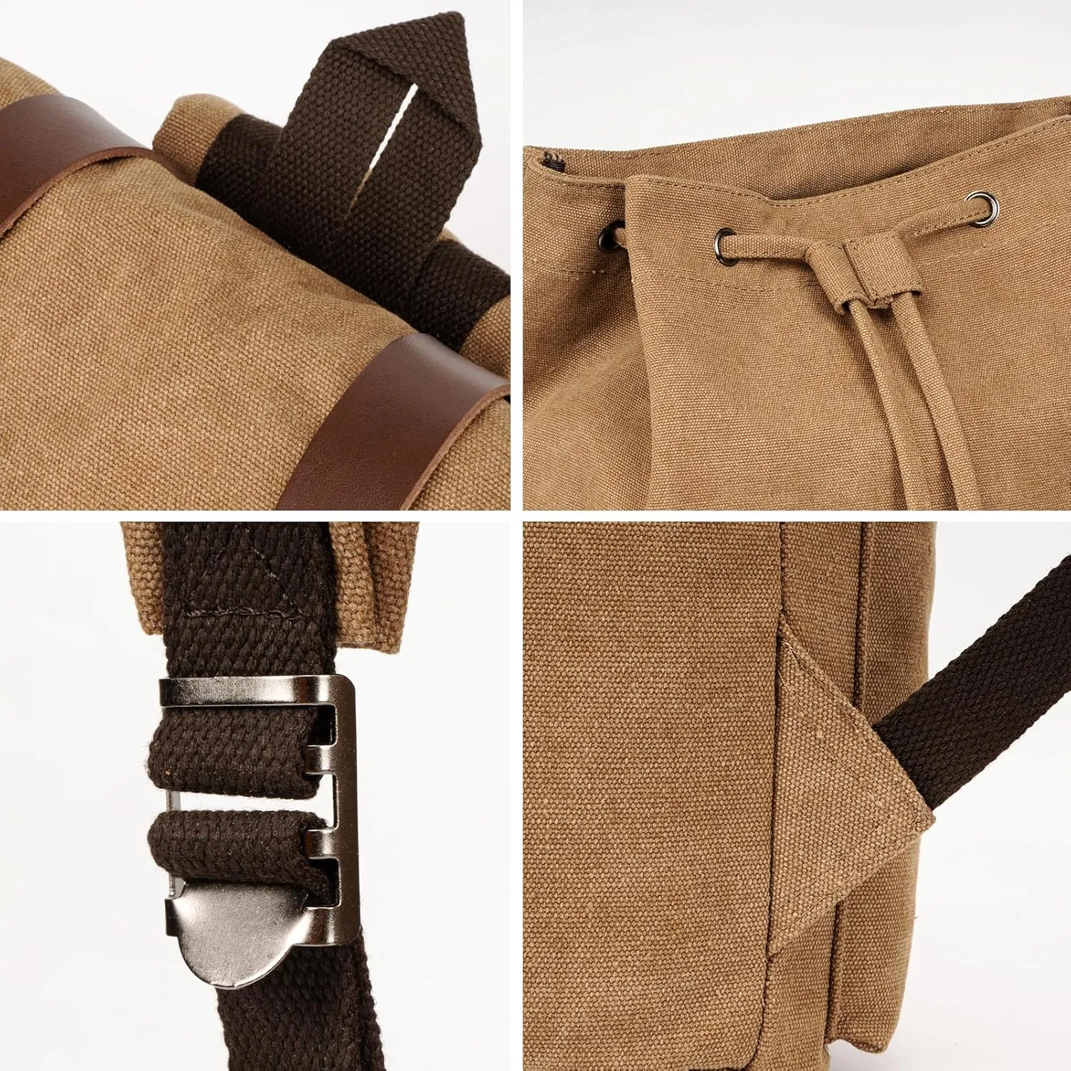 Canvas Laptop Backpack, Vintage Daypack for Men Women, Travel Rucksack Knapsack Work College Computer Bag Bookbag Fits 15.6 Inch Laptop, Brown