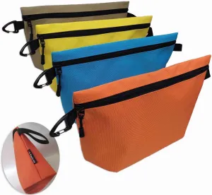 Canvas Zipper Tools Bags, Utility Pouches, Storage Organizer. Smoothly YKK Zipper Water-repelling with Clip & Strap, 12.5 X 7 X 4 inches Large Bottom