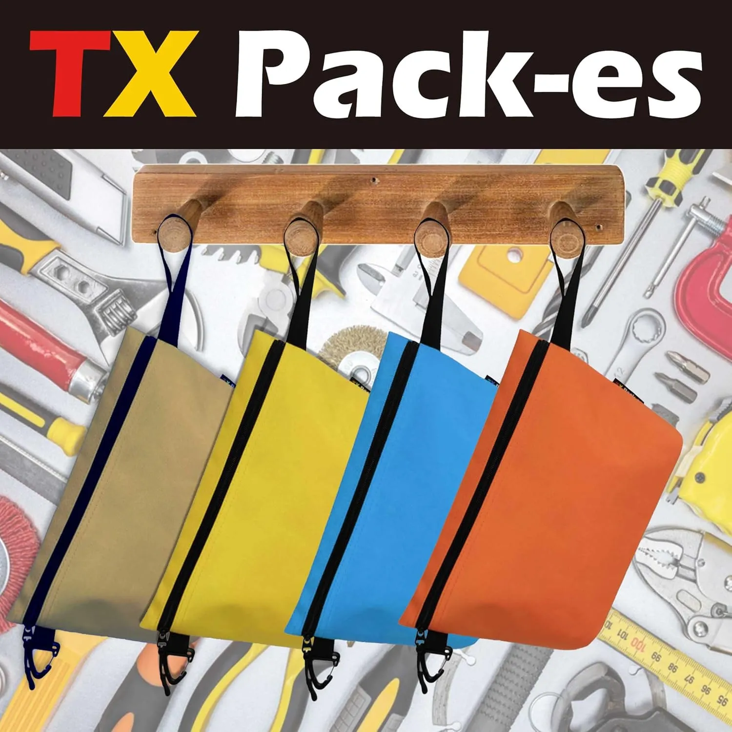 Canvas Zipper Tools Bags, Utility Pouches, Storage Organizer. Smoothly YKK Zipper Water-repelling with Clip & Strap, 12.5 X 7 X 4 inches Large Bottom