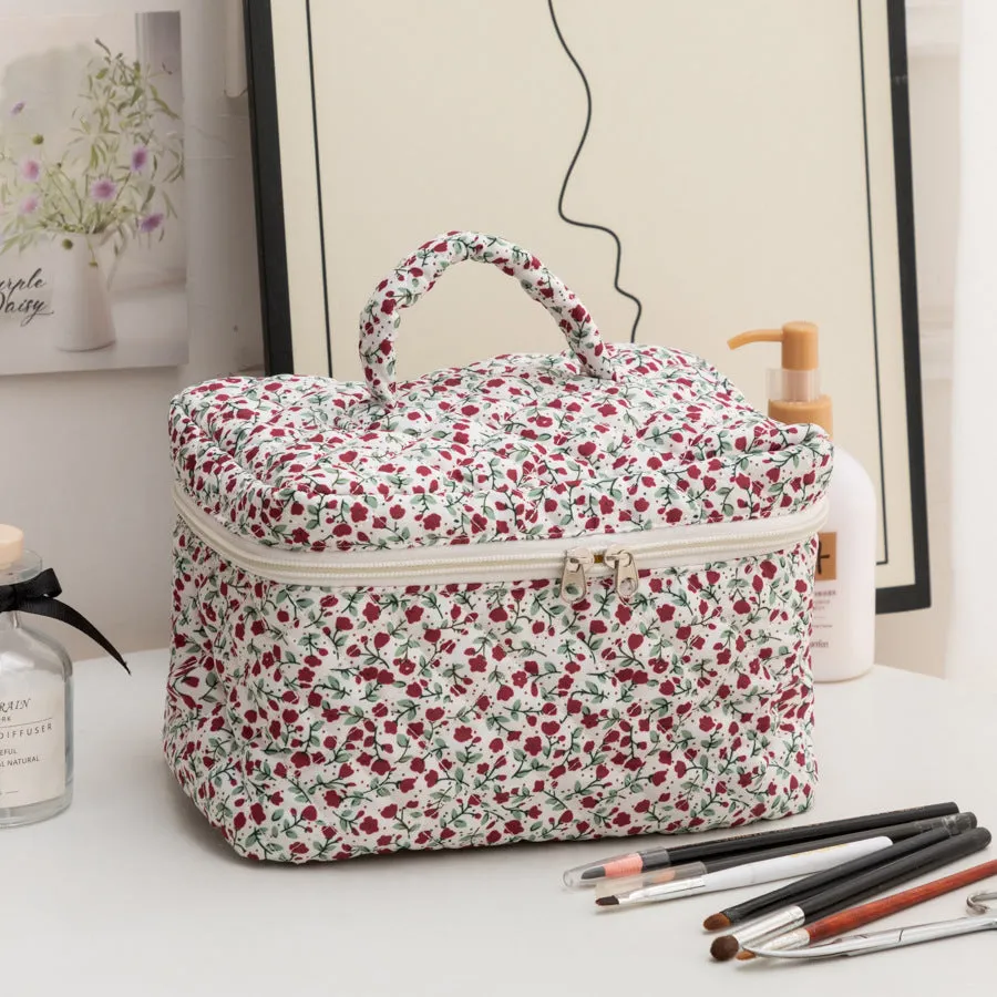 Capacity Korean Style Portable Mummy Floral Cosmetic Bags