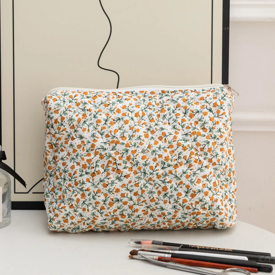 Capacity Korean Style Portable Mummy Floral Cosmetic Bags