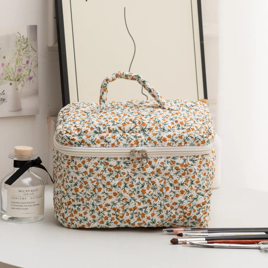 Capacity Korean Style Portable Mummy Floral Cosmetic Bags
