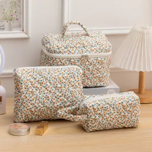 Capacity Korean Style Portable Mummy Floral Cosmetic Bags