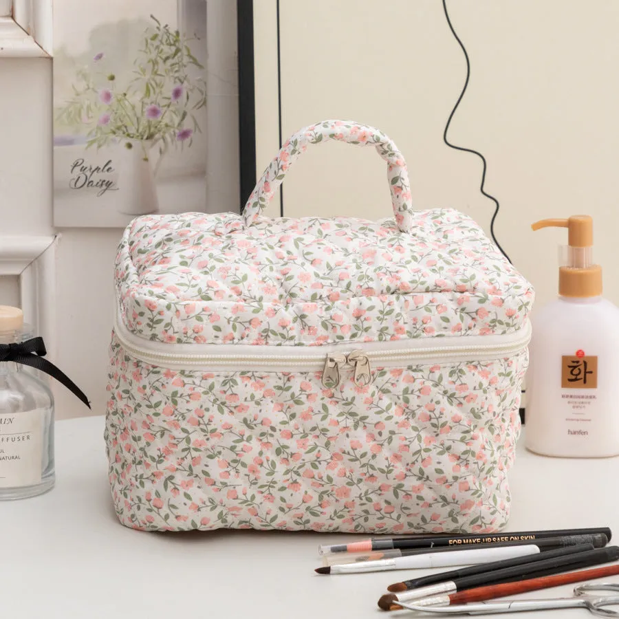 Capacity Korean Style Portable Mummy Floral Cosmetic Bags