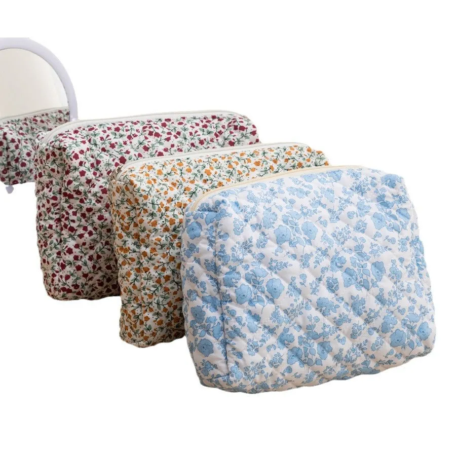 Capacity Korean Style Portable Mummy Floral Cosmetic Bags