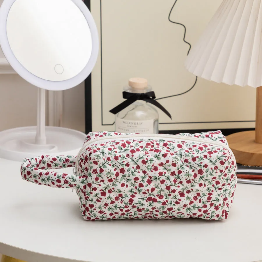 Capacity Korean Style Portable Mummy Floral Cosmetic Bags