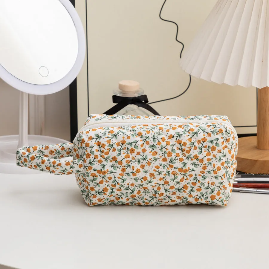 Capacity Korean Style Portable Mummy Floral Cosmetic Bags
