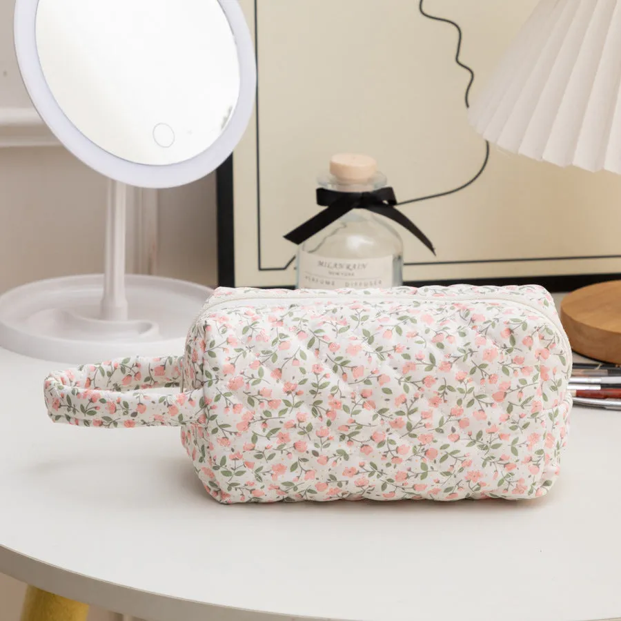 Capacity Korean Style Portable Mummy Floral Cosmetic Bags