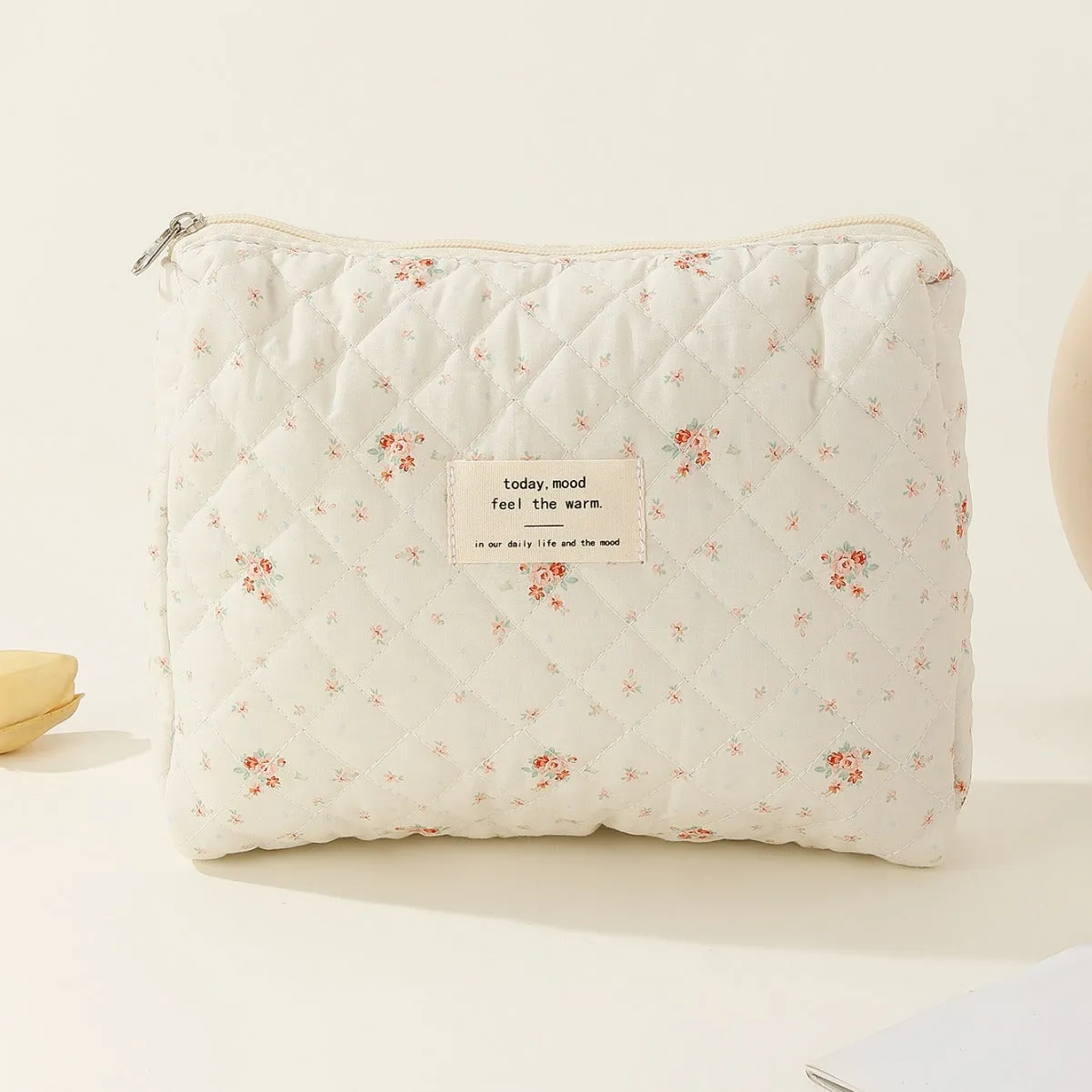 Capacity Liner Floral Storage Carrying Quilted Cosmetic Bags