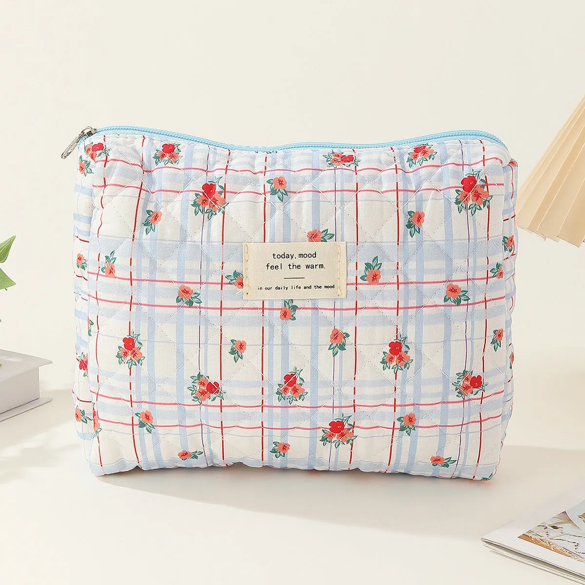 Capacity Liner Floral Storage Carrying Quilted Cosmetic Bags