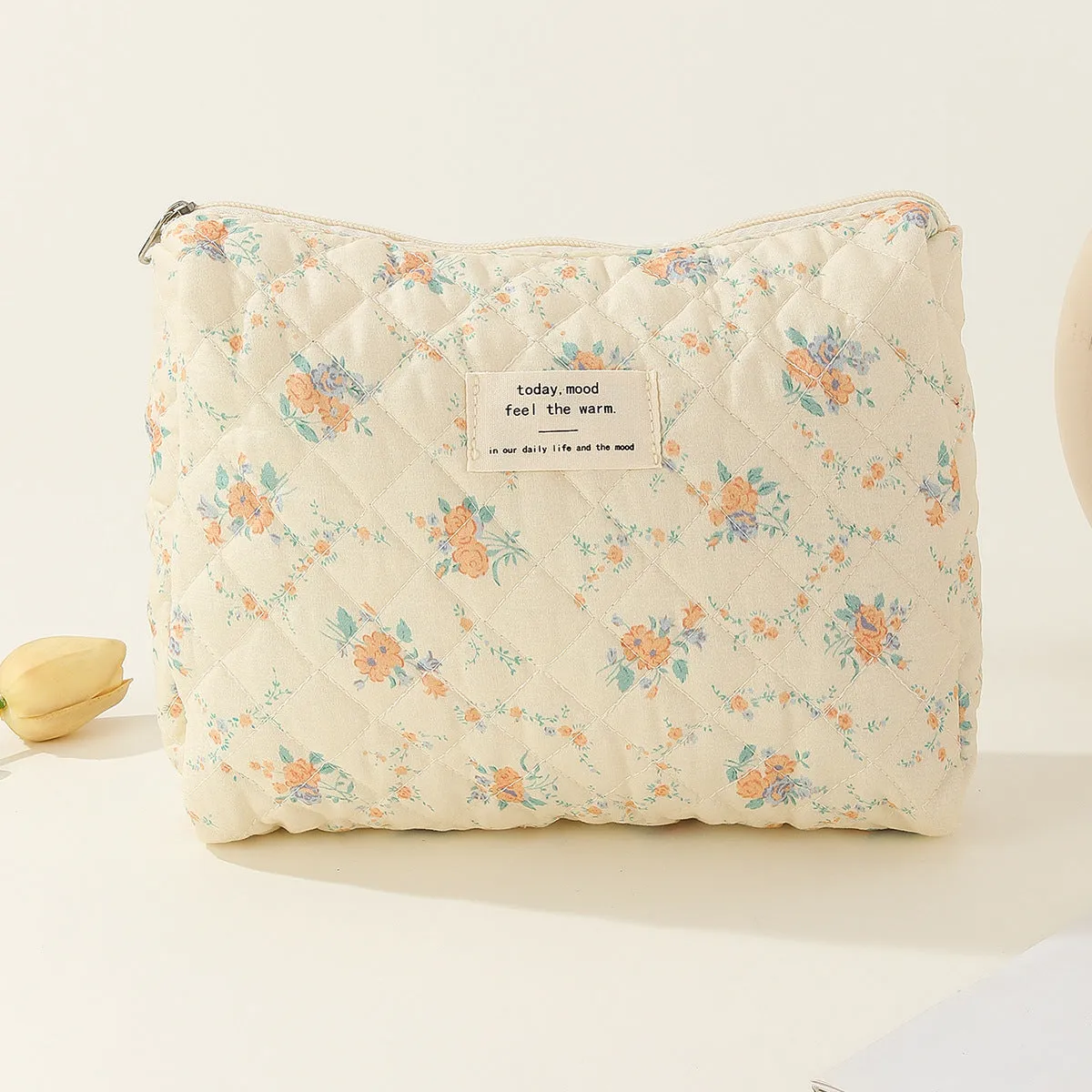 Capacity Liner Floral Storage Carrying Quilted Cosmetic Bags