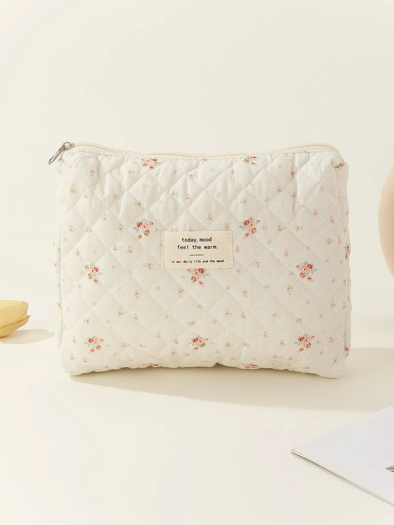 Capacity Liner Floral Storage Carrying Quilted Cosmetic Bags