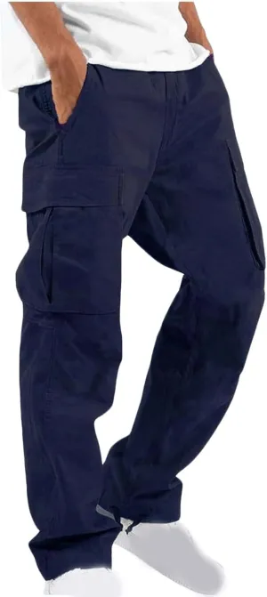Cargo Pants for Men Casual Baggy Utility Work Hiking Joggers Relax Fit Big and Tall Trousers with Multi Pockets