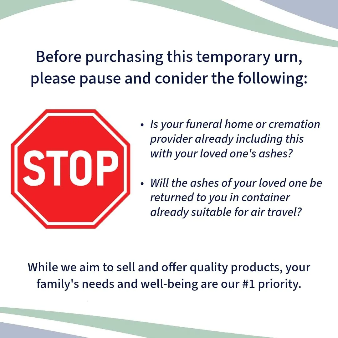 CarrySafe TSA-Approved Travel Urn Kit – Personalized Temporary Cremation Urn for Human Ashes – Airline Friendly, 200 Cu in, Blue Plastic with Travel Box
