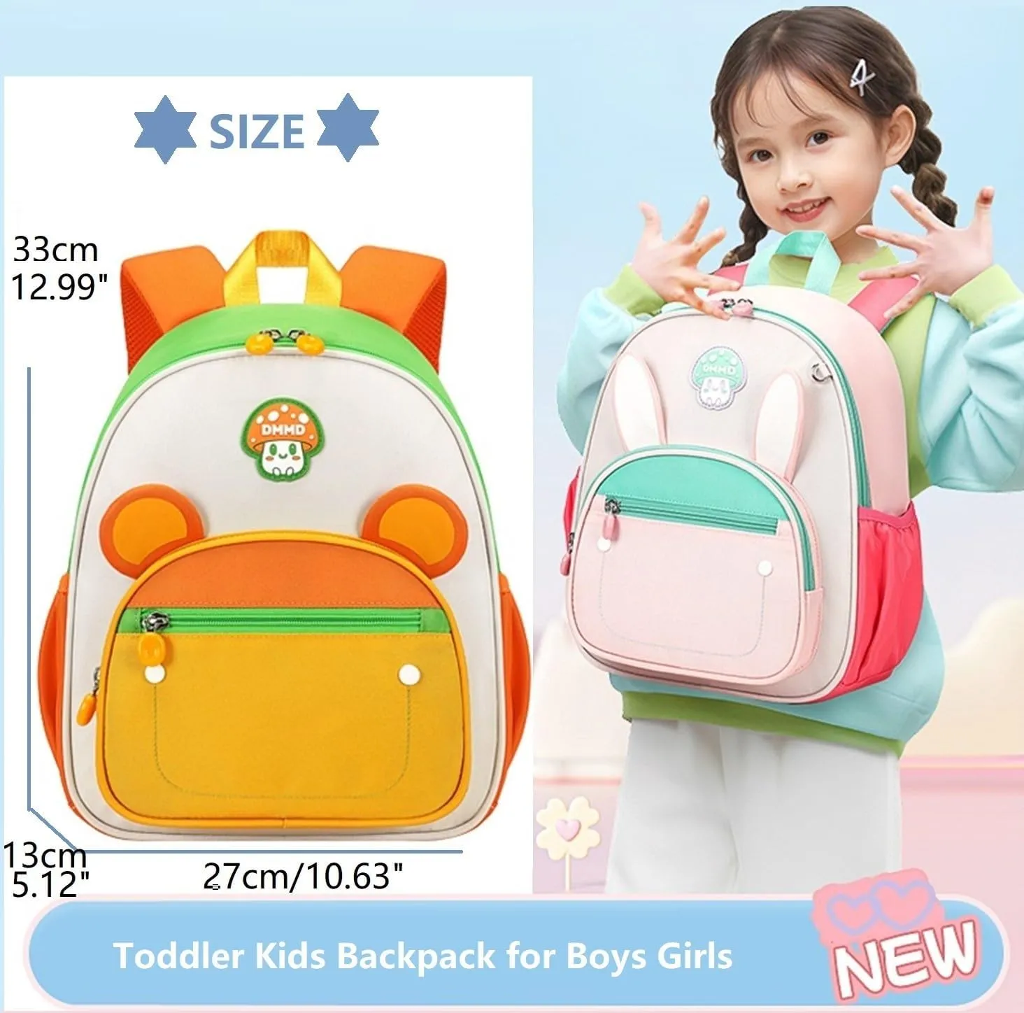 Cartoon Toddler Backpack Kids Backpack for Boys Girls Preschool Kindergarten Back Pack Animal School Bag for Child Yellow