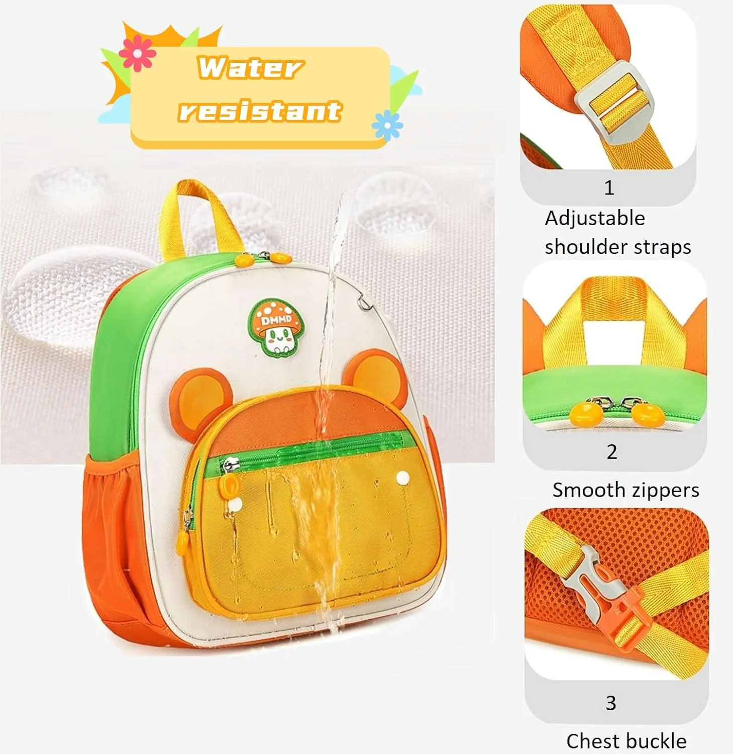 Cartoon Toddler Backpack Kids Backpack for Boys Girls Preschool Kindergarten Back Pack Animal School Bag for Child Yellow