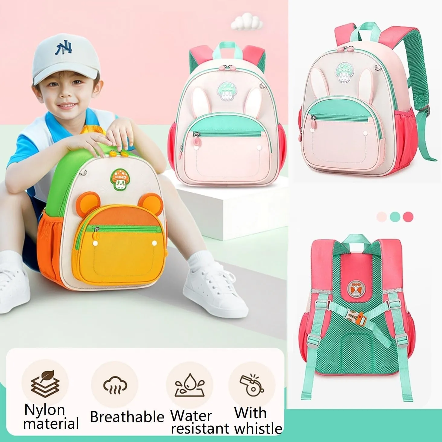 Cartoon Toddler Backpack Kids Backpack for Boys Girls Preschool Kindergarten Back Pack Animal School Bag for Child Yellow