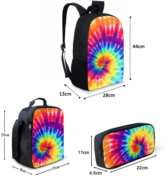 Cartoon Triceratops Watercolor Painting 3 Pcs Backpack Set for Roaring Dinosaur Back to School Bookbag Teen Boys Shoulder School Bags Insulated Lunchbox with Pencil Case