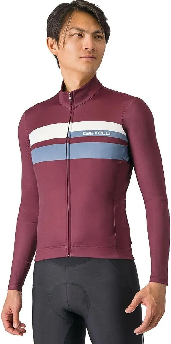 CASTELLI Men’s Lineare Jersey, Long Sleeve Full Zip Up Fleece Lined Jersey for Road & Gravel Cycling, Biking
