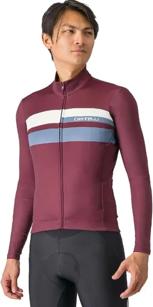CASTELLI Men’s Lineare Jersey, Long Sleeve Full Zip Up Fleece Lined Jersey for Road & Gravel Cycling, Biking