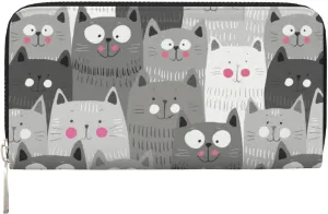 Cat Pattern Wallet for Men Women Elegant Long Clutch Zip Around Travel Leather Coin Purse Large Capacity Credit Card Holder Handbag