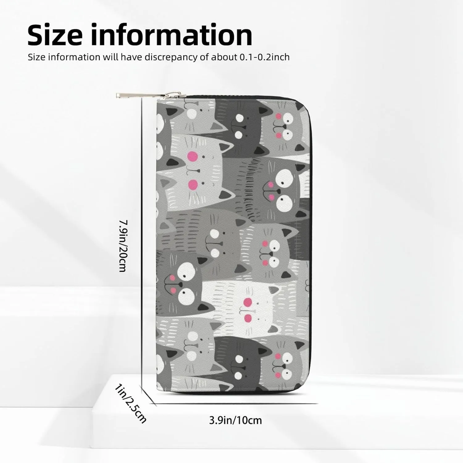Cat Pattern Wallet for Men Women Elegant Long Clutch Zip Around Travel Leather Coin Purse Large Capacity Credit Card Holder Handbag