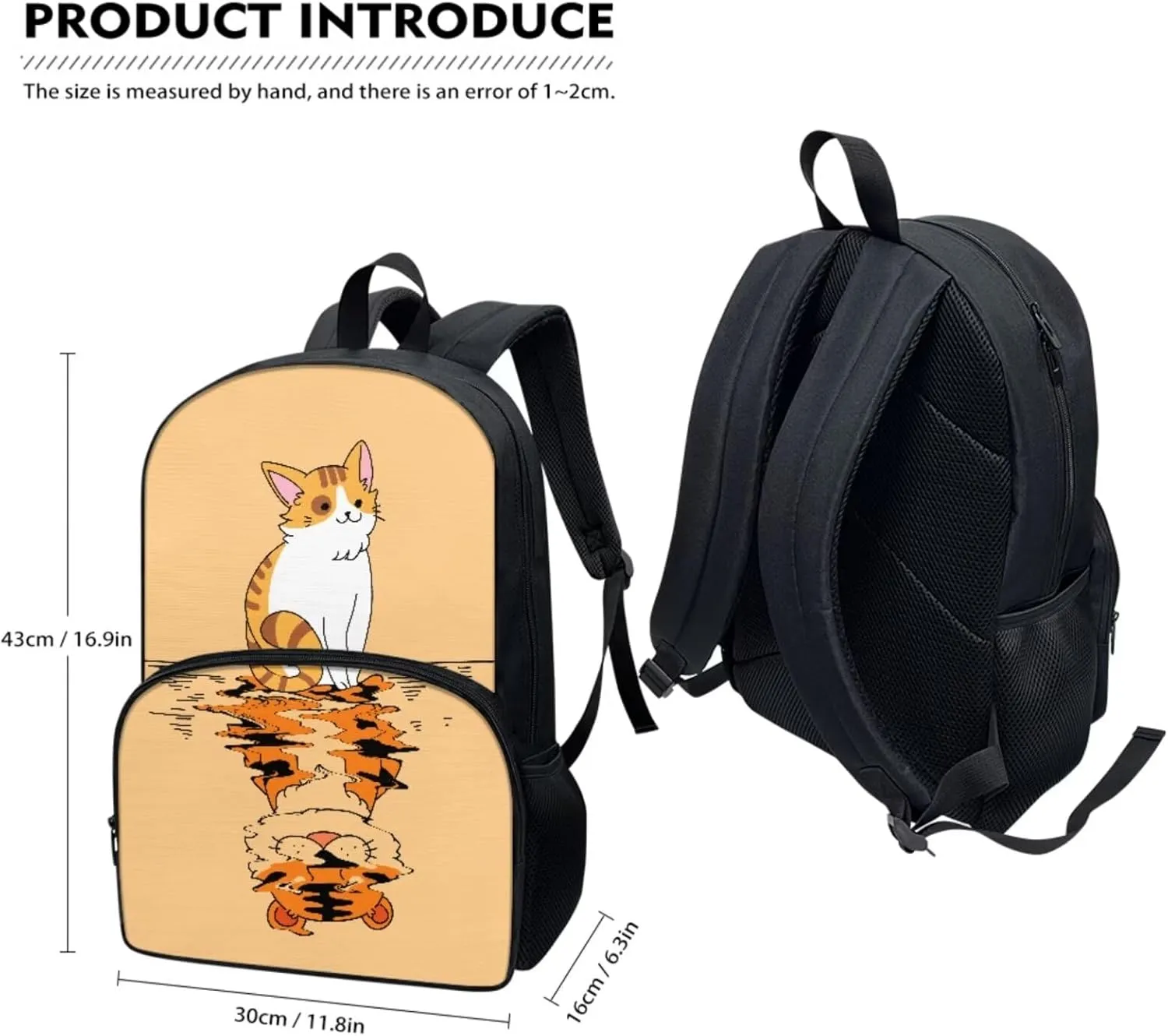 Cat School Backpack Kids Bookbag with Lunch Bag & Pencil Case School Supplies for Teen Little Children Student 3 In 1 Back to School Gift