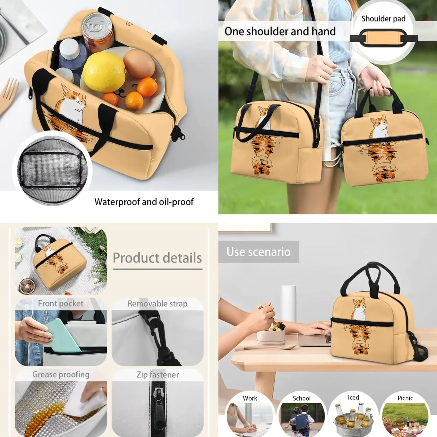 Cat School Backpack Kids Bookbag with Lunch Bag & Pencil Case School Supplies for Teen Little Children Student 3 In 1 Back to School Gift