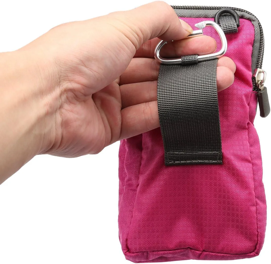 Cell Phone Belt Clip Bag Men, Cell Phone Shoulder Holster, 6.0" Outdoor Travel Vertical Phone Holster Waist Pouch Cellphone Shoulder Messenger Bag Zipper Wallet Phone Holder with Belt Loop Carabiner
