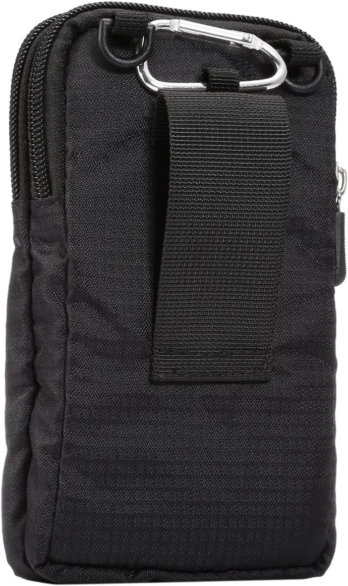Cell Phone Belt Clip Bag Men, Cell Phone Shoulder Holster, 6.0" Outdoor Travel Vertical Phone Holster Waist Pouch Cellphone Shoulder Messenger Bag Zipper Wallet Phone Holder with Belt Loop Carabiner