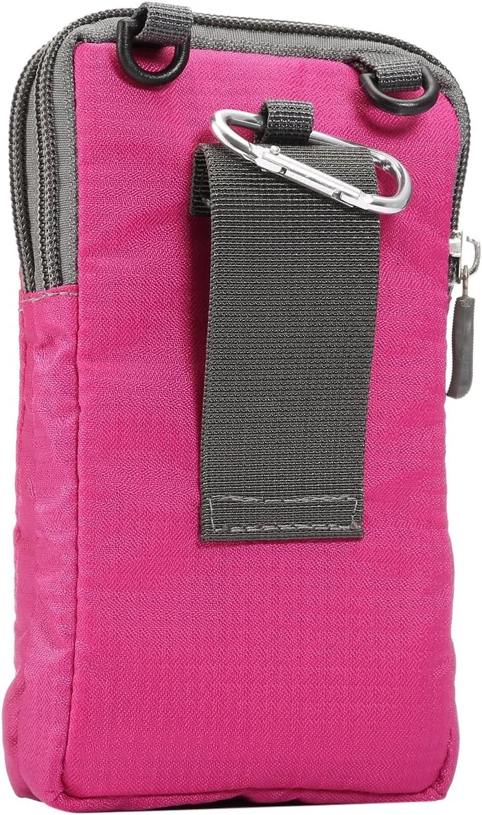 Cell Phone Belt Clip Bag Men, Cell Phone Shoulder Holster, 6.0" Outdoor Travel Vertical Phone Holster Waist Pouch Cellphone Shoulder Messenger Bag Zipper Wallet Phone Holder with Belt Loop Carabiner