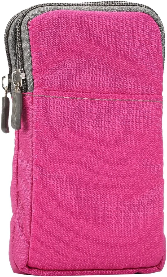 Cell Phone Belt Clip Bag Men, Cell Phone Shoulder Holster, 6.0" Outdoor Travel Vertical Phone Holster Waist Pouch Cellphone Shoulder Messenger Bag Zipper Wallet Phone Holder with Belt Loop Carabiner