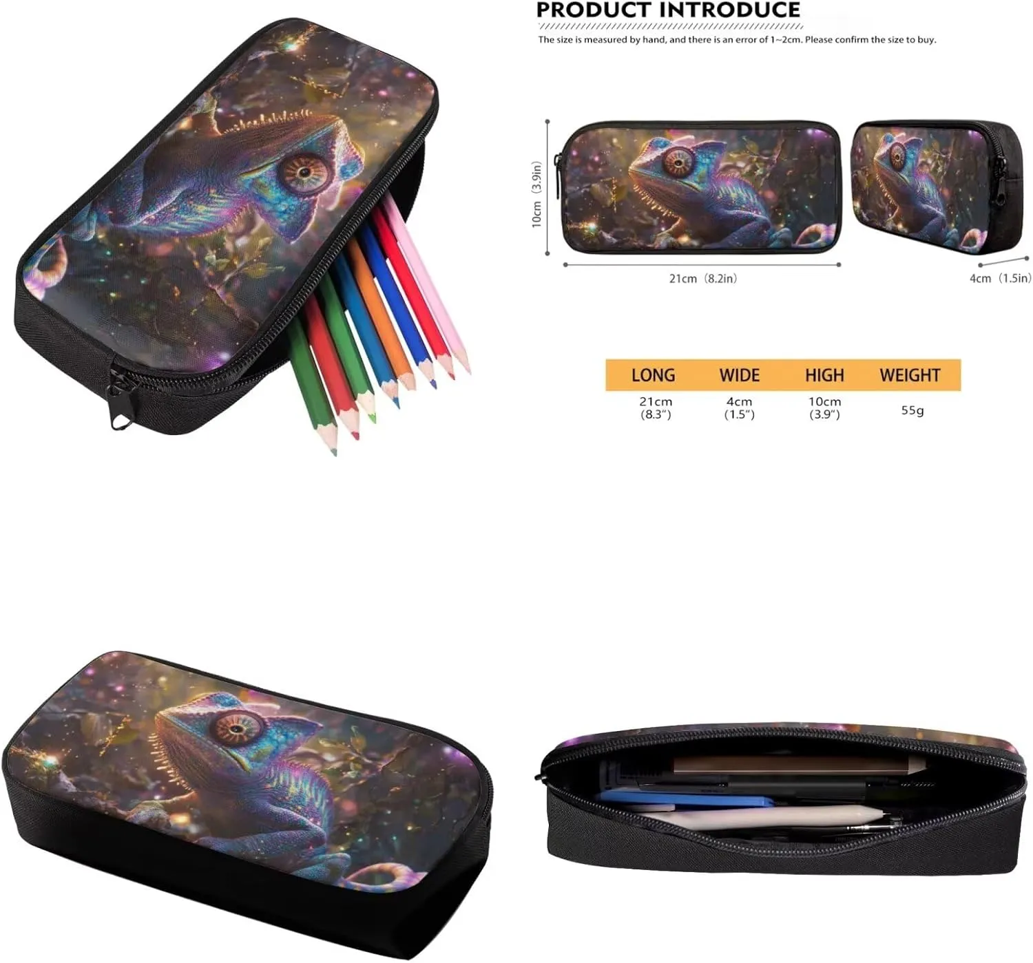 Chameleon 4PCS Boys Backpack for School Kids Backpack for Boys with Lunch Bag Pencil Case Bottle Bag Kids Bookbag Teen Girl Backpacks for Elementary Middle High School