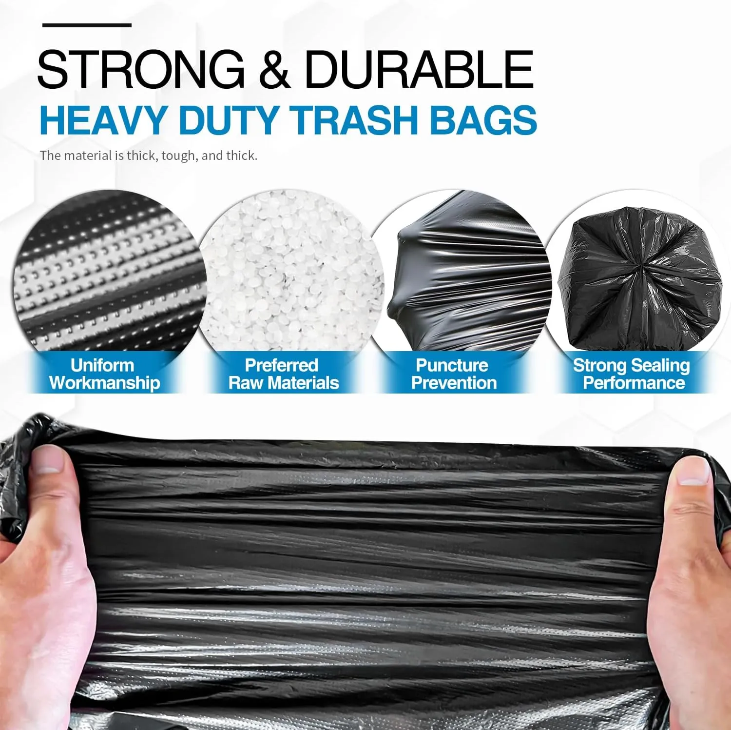 Charmount 55 Gallon Trash Bags,1.5 Mil-37"x 56" W/Ties Black Large Heavy Duty Garbage Bags for Outdoor, Yard Work, Lawn & Leaf Bags 30 Count
