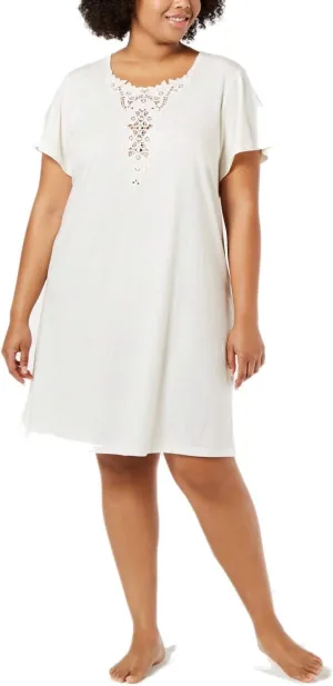 Charter Club Plus Size Soft Knit Sleepshirt with Lace