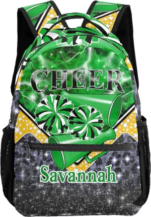 Cheer Backpack Cheerleader Bags Personalized Shoulders Bags for Women Men Gift(Green Black Gold)