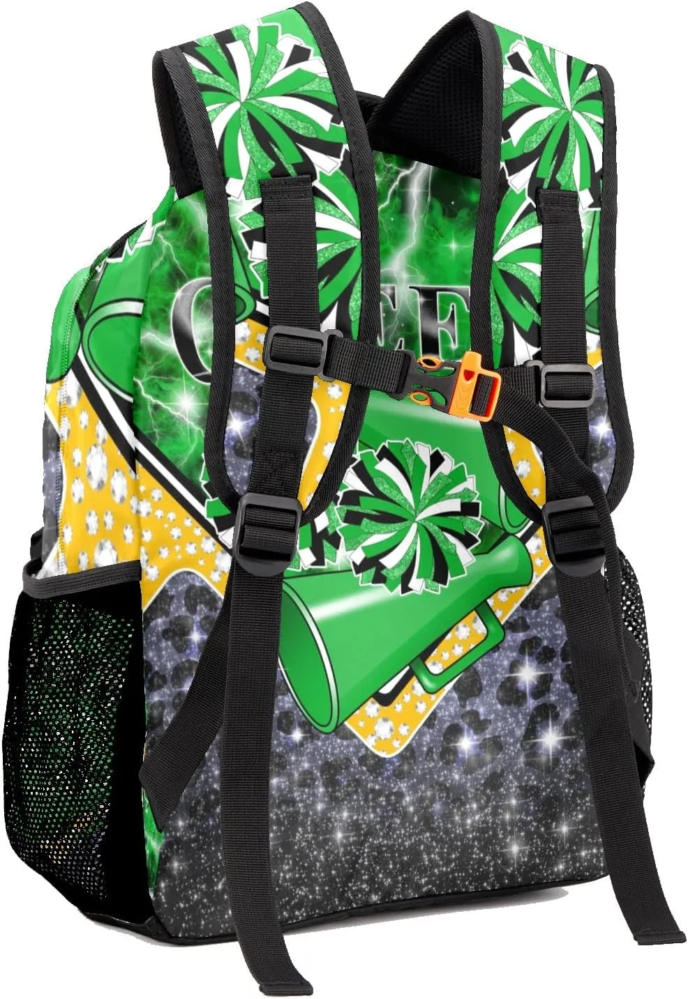 Cheer Backpack Cheerleader Bags Personalized Shoulders Bags for Women Men Gift(Green Black Gold)