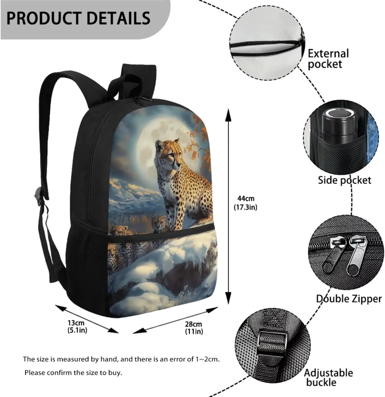 Cheetah Backpack and Lunch Box Set Boys 4-6/6-8/8-10 Leopard Preschool Bookbags for 2nd Grade Girls with Lunchbox Set Toddler Kids Elementary Book Bags Lunchbox Pencil Case Back Pack
