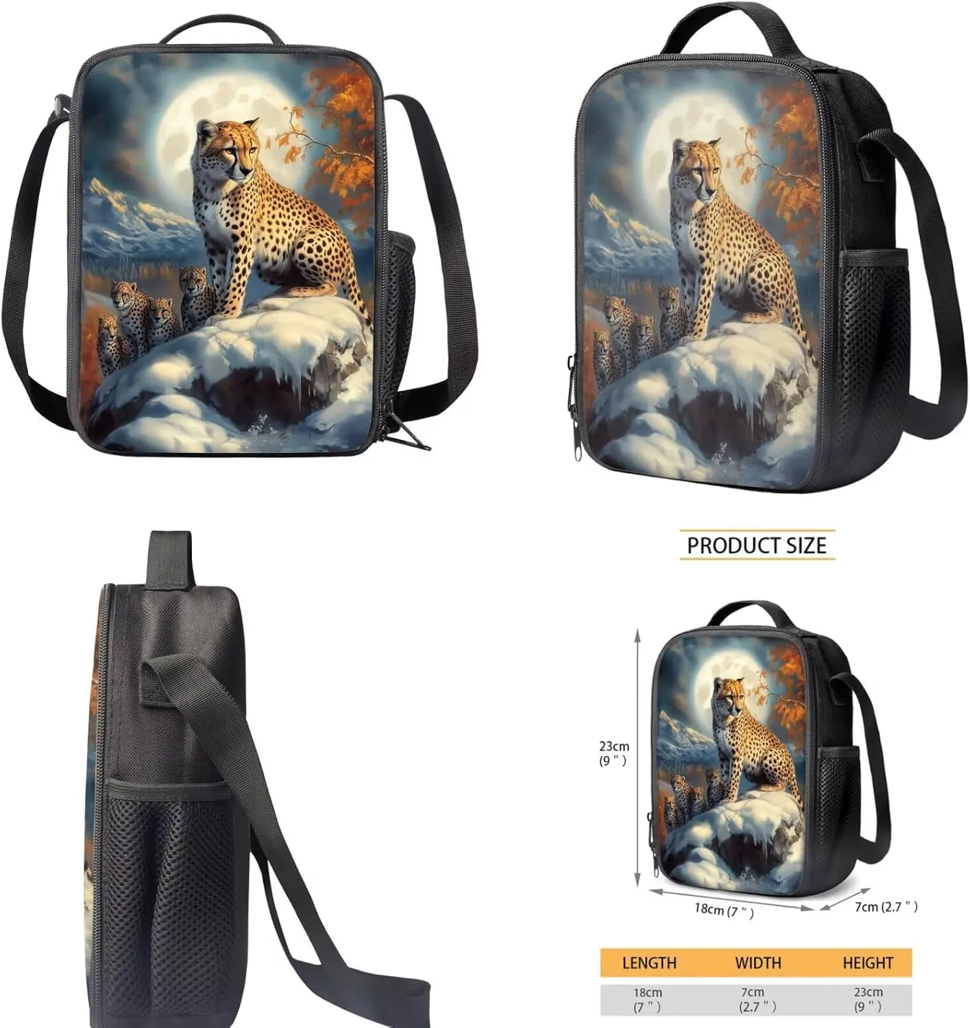 Cheetah Backpack and Lunch Box Set Boys 4-6/6-8/8-10 Leopard Preschool Bookbags for 2nd Grade Girls with Lunchbox Set Toddler Kids Elementary Book Bags Lunchbox Pencil Case Back Pack