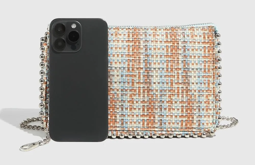 Chic Woven Bead Square Bag - Trendy Shoulder/Crossbody/Handheld Purse for Women with Chain Strap. Stylish & Versatile