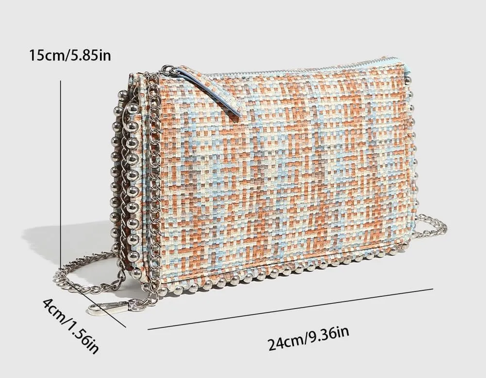 Chic Woven Bead Square Bag - Trendy Shoulder/Crossbody/Handheld Purse for Women with Chain Strap. Stylish & Versatile