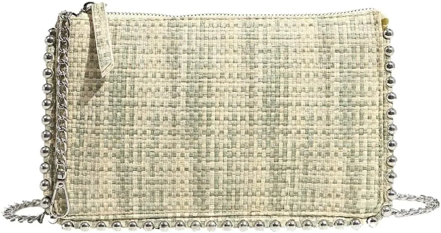 Chic Woven Bead Square Bag - Trendy Shoulder/Crossbody/Handheld Purse for Women with Chain Strap. Stylish & Versatile