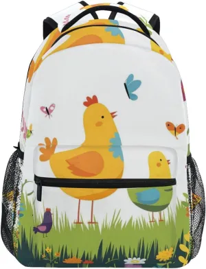Chicken Butterfly Backpack 3rd 4th 5th Grade School Bookbag Travel Laptop Daypack Bag Purse for Boys Girls Teens