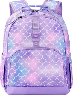 Choco Mocha Mermaid Backpack for Girls, Kindergarten Backpack for Girls Ages 4-6, Kids Preschool Bookbag Girl 15 inch, Purple